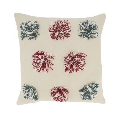 Saro Klani Collection Cotton Pillow Cover In Red,green