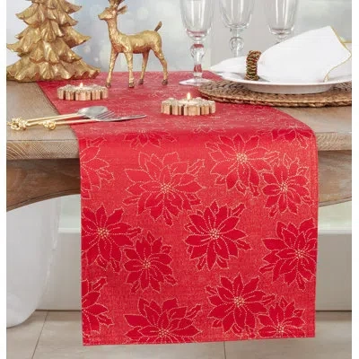 Saro Klotzsch Christmas Table Runner In Red