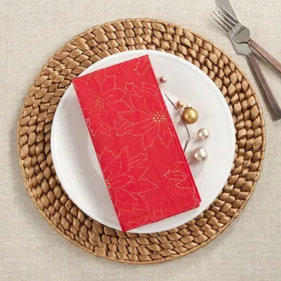 Saro Klotzsch Poinsettia 20" Napkin In Red