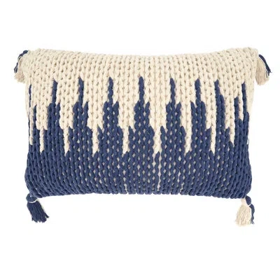 Saro Knitted Zig Zag Fringed Down Filled Throw Pillow