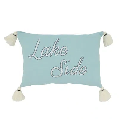 Saro Laguna Collection Cotton Pillow Cover In Blue
