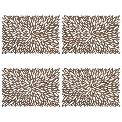 Saro Laser Rectangular Placemats (set Of 4) In Brown