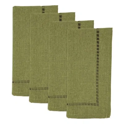 Saro Laser-cut Hemstitch Napkin (set Of 4) In Green