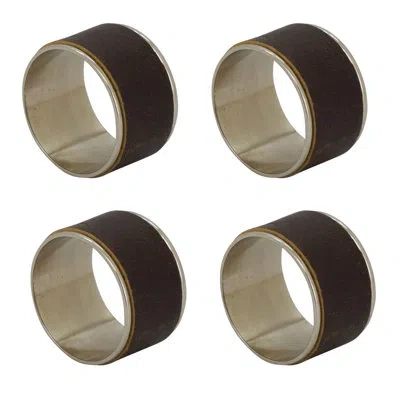 Saro Leather Wide Napkin Ring In Brown