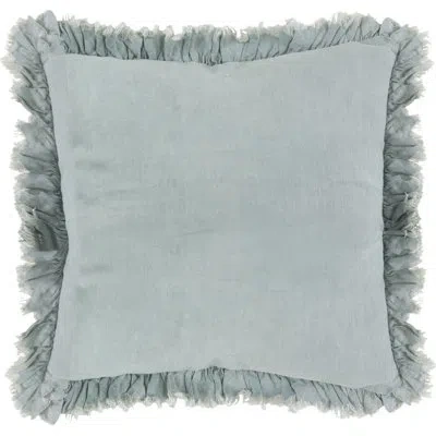 Saro Leona Square Pillow Cover & Insert In Bluish Gray