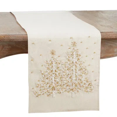 Saro L'hiver Christmas Table Runner In Natural