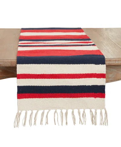 Saro Lifestyle American Dream Stripe Table Runner, 16"x72" In Multi