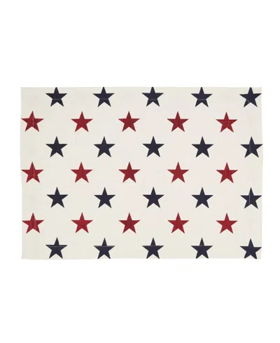 Saro Lifestyle Americana Stars Placemat Set Of 4, 14"x20" In Red,white,blue