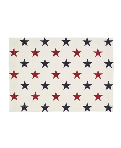 Saro Lifestyle Americana Stars Placemat Set Of 4, 14"x20" In White