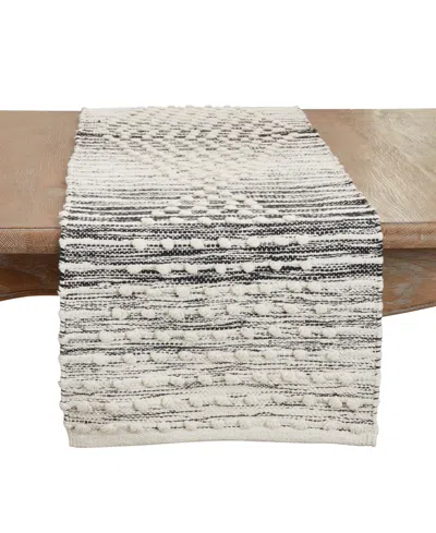 Saro Lifestyle Artisan Woven Stripe Diamond Table Runner, 16"x72" In Gray