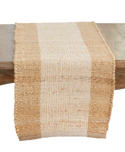 Saro Lifestyle Banded Table Runner, 16" X 72" In Brown