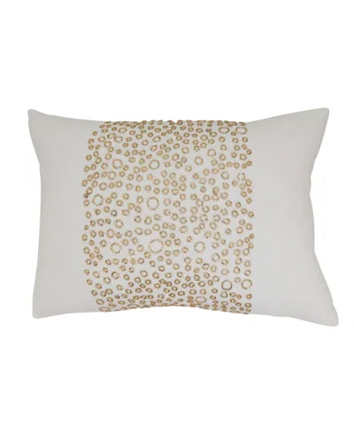 Saro Lifestyle Beaded Band Decorative Pillow Cover, 14" X 20" In White