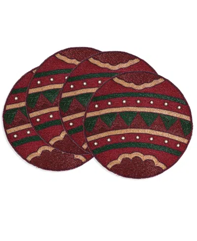 Saro Lifestyle Beaded Ornament Placemat, Set Of 4 In Multi