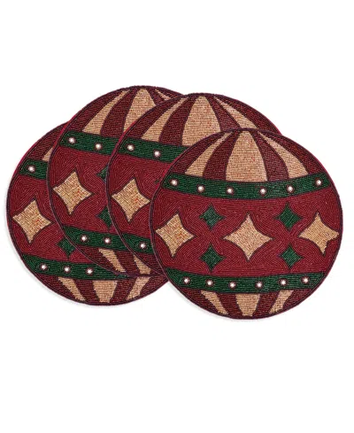 Saro Lifestyle Beaded Ornament Placemat, Set Of 4 In Multi