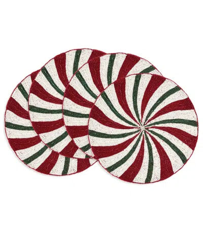 Saro Lifestyle Beaded Peppermint Placemat, Set Of 4 In Multi