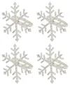 Saro Lifestyle Beaded Snowflake Napkin Ring, Set Of 4 In Silver