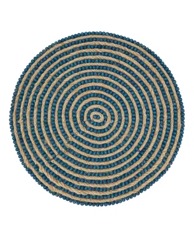 Saro Lifestyle Beaded Spiral Swirl Placemat Set Of 4, 14"x14" In Blue