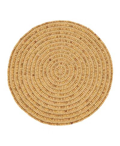 Saro Lifestyle Beaded Spiral Swirl Placemat Set Of 4, 14"x14" In Natural
