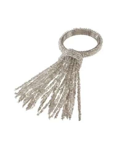 Saro Lifestyle Beaded Spray Design Event Napkin Ring, Set Of 4 In Silver