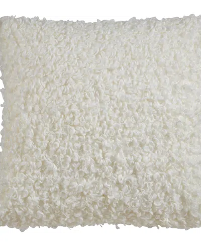 Saro Lifestyle Boucle Faux Fur Decorative Pillow, 18" X 18" In Ivory