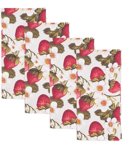 Saro Lifestyle Breezy Juicy Strawberry Cotton Napkins, 20" X 20" In Multi