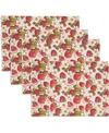 Saro Lifestyle Breezy Juicy Strawberry Cotton Placemats, 14" X 20", Set Of 4 In Multi