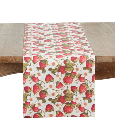 Saro Lifestyle Breezy Juicy Strawberry Table Runner, 14" X 72"