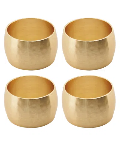 Saro Lifestyle Brushed Brass Napkin Rings, Set Of 4 In Gold