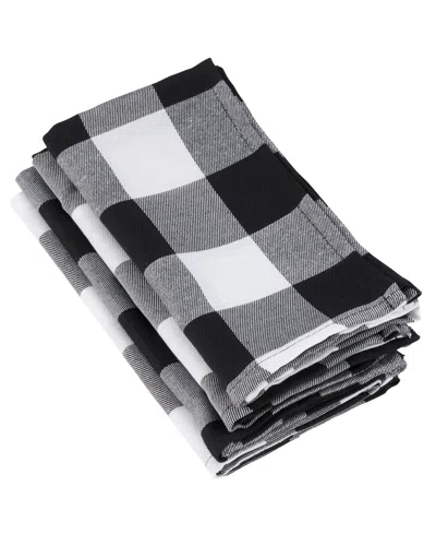 Saro Lifestyle Buffalo Plaid Blend Table Napkins, Set Of 4 In Black