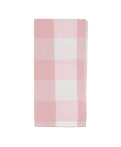 Saro Lifestyle Buffalo Plaid Check Pattern Design Cotton Napkins, Set Of 4, 20" X 20" In Pink