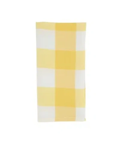 Saro Lifestyle Buffalo Plaid Check Pattern Design Cotton Napkins, Set Of 4, 20" X 20" In Yellow