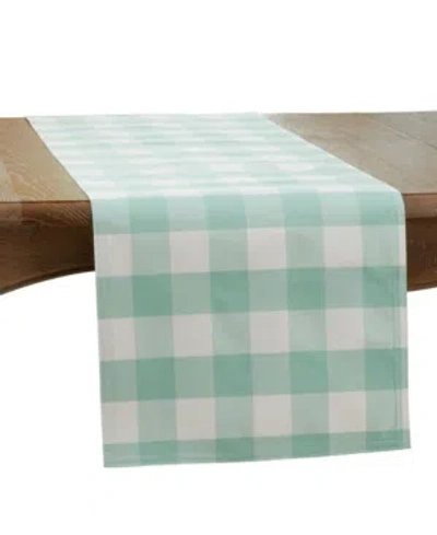 Saro Lifestyle Buffalo Plaid Cotton Blend Table Runner, 72" X 16" In Green