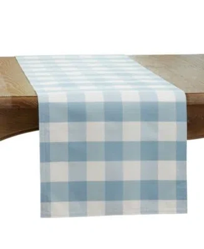 Saro Lifestyle Buffalo Plaid Cotton Blend Table Runner In Blue