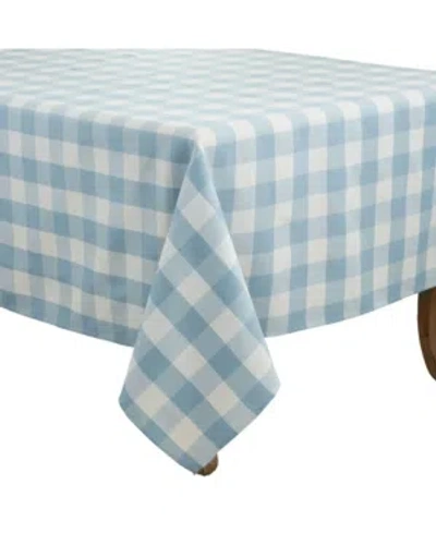 Saro Lifestyle Buffalo Plaid Design Cotton Blend Tablecloth, 70" X 70" In Blue