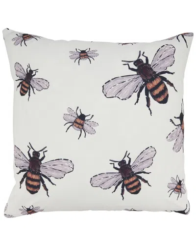 Saro Lifestyle Bumble Bee Outdoor Pillow In Ivory
