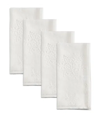 Saro Lifestyle Burnout Snowflake Table Napkins, Set Of 4 In White