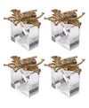 Saro Lifestyle Buzzing Bee Beaded Napkin Ring, Set Of 4 In Gold