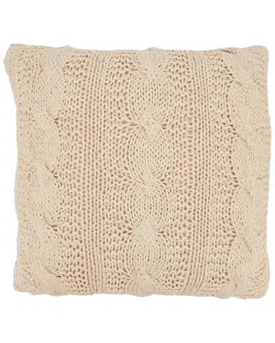 Saro Lifestyle Cable Knit Down-filled Pillow In White