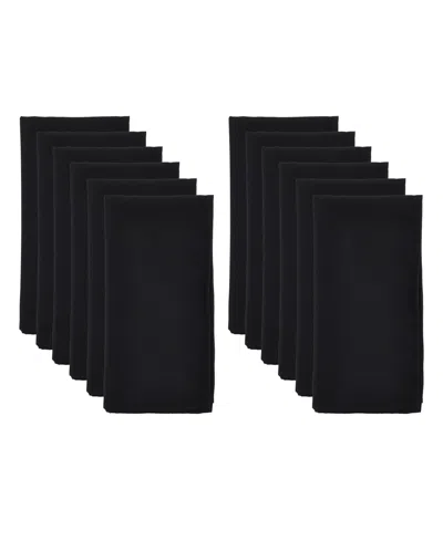 Saro Lifestyle Casual Design Everyday Table Napkins, Set Of 12 In Black