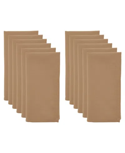 Saro Lifestyle Casual Design Everyday Table Napkins, Set Of 12 In Brown