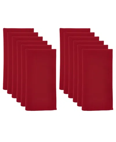Saro Lifestyle Casual Design Everyday Table Napkins, Set Of 12 In Red