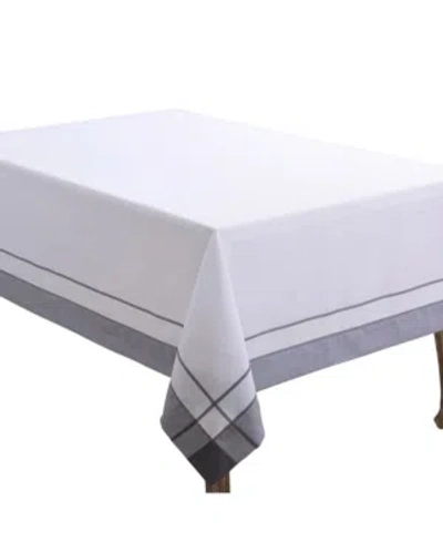 Saro Lifestyle Casual Tablecloth With Banded Border Design, 144" X 72" In Silver