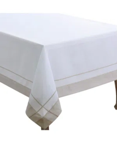 Saro Lifestyle Casual Tablecloth With Banded Border Design, 72" X 72" In Open White