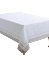 Saro Lifestyle Casual Tablecloth With Banded Border Design, 90" X 72" In Open White