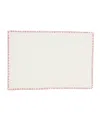 Saro Lifestyle Celena Collection Whip Stitched Design Cotton Placemat Set Of 12, 13"x19" In White,red