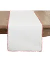 Saro Lifestyle Celena Collection Whip Stitched Design Cotton Table Runner, 13"x72" In White,red