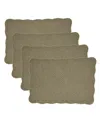 Saro Lifestyle Charming Quilted Placemat, Set Of 4 In Olive
