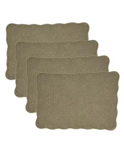 Saro Lifestyle Charming Quilted Placemat, Set Of 4 In Olive
