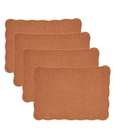 Saro Lifestyle Charming Quilted Placemat, Set Of 4 In Terracotta