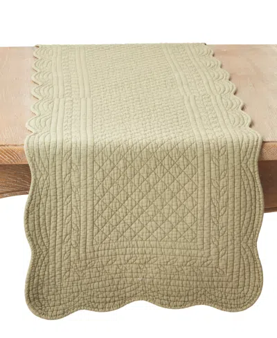 Saro Lifestyle Charming Quilted Table Runner, 16" X 72" In Olive